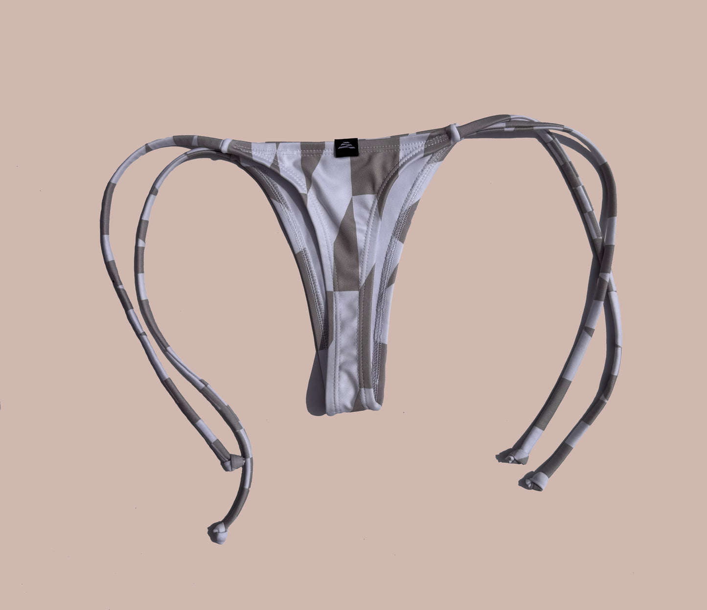 Cueca Tanga Beige&White